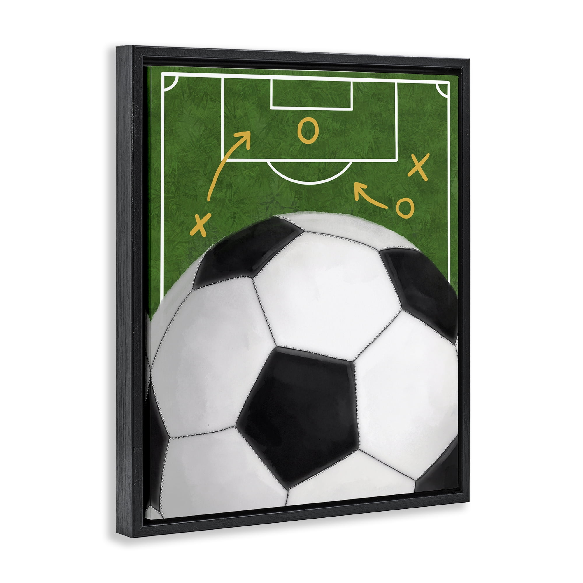 Stupell Industries Soccer Field & Ball Black Framed Floater Canvas Wall Art, design by Jennifer Stith