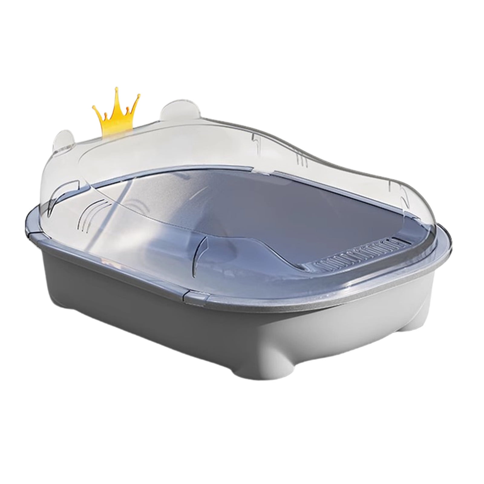 Viflosae Cats Litter Boxes Stainless Steel Litter Box Semi Enclosed Cats Litter Box with High Sides Front Opening Odor Control Kitty Litter Pan with Removable Lid Foolproof Clean Cats Toilet