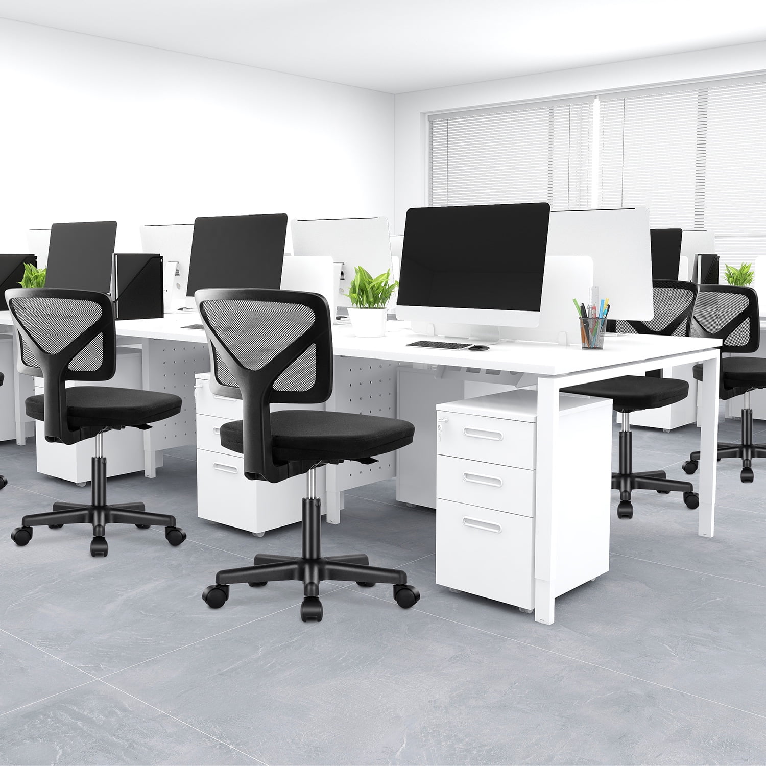 Aukfa Desk Chair Home Office Chair with Lumbar Support, Black,
