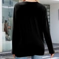 thumbnail image 4 of Camiseta de manga larga con cuello en V para mujer, suave, transpirable, color puro, dobladillo suelto, blusas casuales, tops de moda para viajes, trabajo, negro, XL, 4 of 6