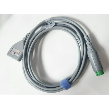Cable- ECG trunk cable, 3-lead, 12 pin, Defib, AHA/IEC, 2.9m, DIN, reusable