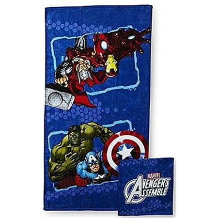 UPC 032281370480 product image for Marvel Avengers Bath Towel & Washcloth - Captain America, Hulk, Thor, Iron Man | upcitemdb.com