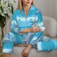 thumbnail image 6 of Fotbe Dolphin Pattern Long Sleeve Pajama Set for Women,Sleepwear Set,2-piece Loungewear Set,Soft PJs Comfy Nightwear with Pockets -Small, 6 of 7