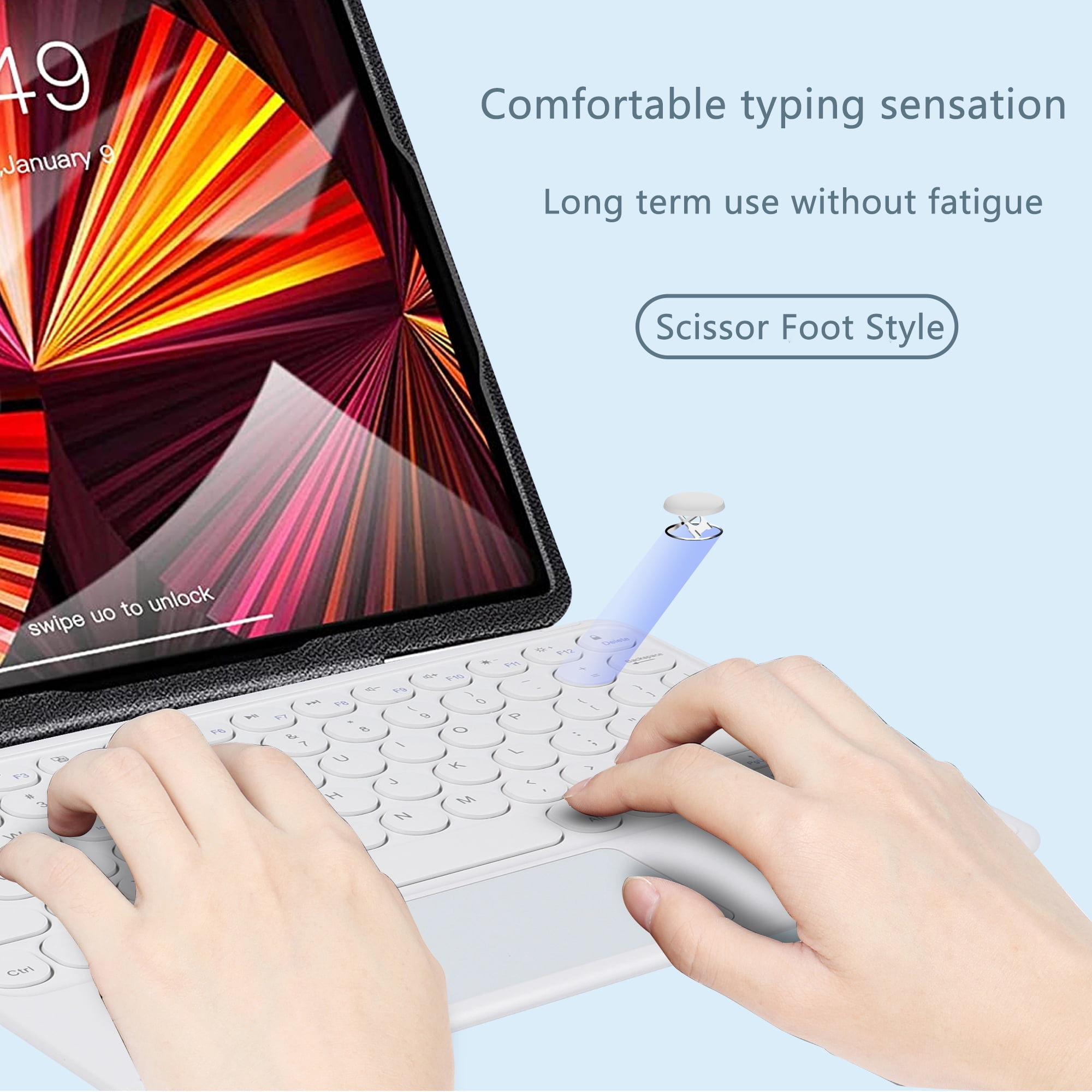 PloutoRich 10 inch Bluetooth Keyboard with Touchpad, 78 Keys Magnetic Wireless Keyboard, Ultra-Slim Rechargeable Wireless Keyboard for Laptop Tablet Computer