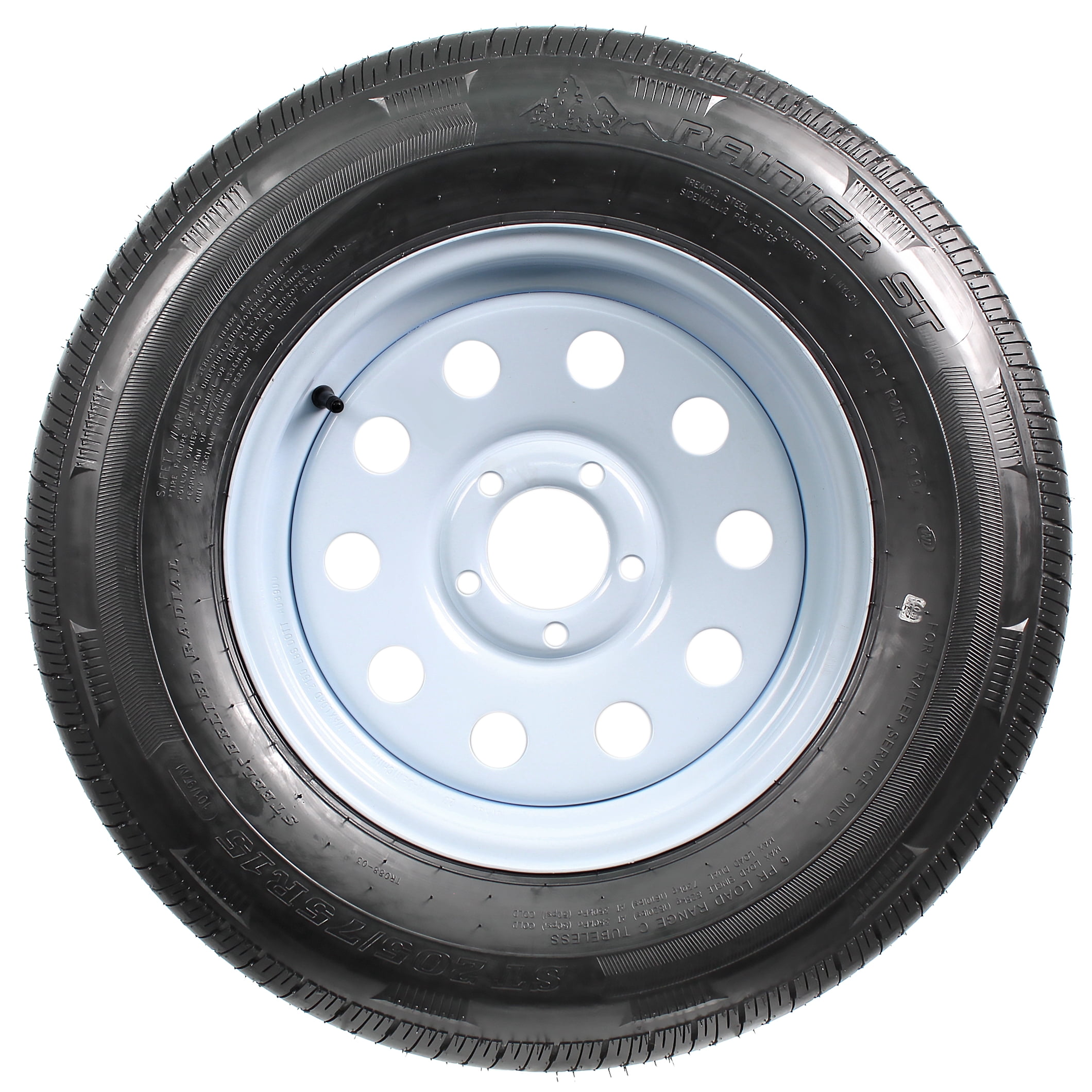 Kenda Loadstar Radial Trailer Tire ST 205/75R15 on White Mod Wheel 5 Lug LRC