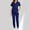 Navy, variant on Todays Clearance Sale! Pitauce Scrub Set for Women Solid Color V Neck Short Sleeve Tops Long Pants Protective Outfits Nursing Working Uniform Set with Pocket