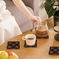 thumbnail image 7 of Multi-Shape Mdf Cork Coaster 4 Pieces Of Anti-Slip, Anti-Wear And Anti-Fouling 3.9in Easy To Clean And Stable Structure Argyle Plaid Darkorange_1 Square, 7 of 7
