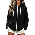 thumbnail image 2 of WIZUTIZ Women's Zip Up Hoodie Jacket Double Pockets Solid Color Long Sleeve Winter Casual, 2 of 7