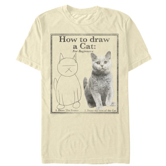 Men's Lost Gods How to Draw a Cat Graphic Tee Cream X Large