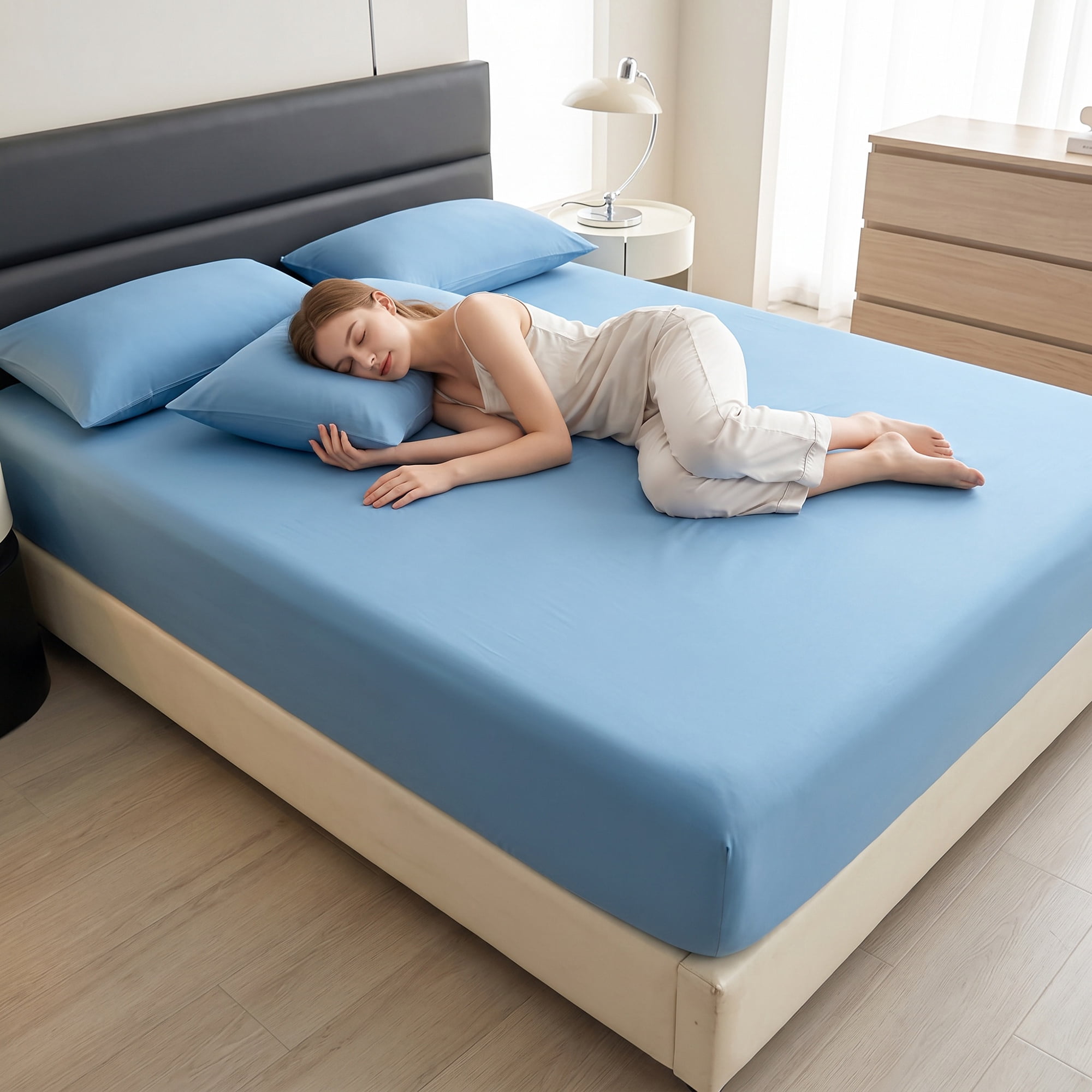 Unique Bargains Microfiber Bed Sheet Cooling for Comfortable Sleep 59.1"x78.7" Light Blue