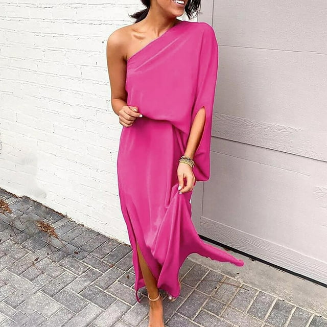 SMihono Robe d'Été pour Femmes Grande Taille Mode Robe d'Été Aguichant Décontractée Sans Manches Sans Bretelles Unie à Fente