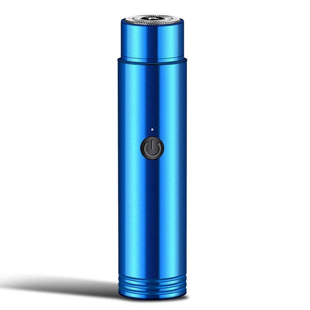 Mini afeitadora eléctrica para hombres, afeitadora portátil recargable por USB, afeitadora eléctrica rotativa de uso húmedo y seco para viajes (azul)