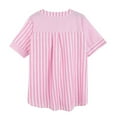 thumbnail image 4 of Fsqjgq Womens Summer Tops Ladies Summer Tops Tunic T-Shirt Women's Fashion Casual Cotton Material New Striped Splicing Short Sleeved T Shirt Color Shirt Tunic Tops Sports Tee Womens Tops XL, 4 of 7