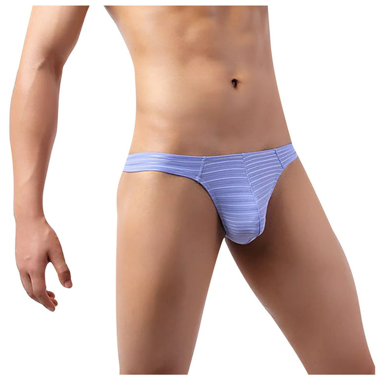 TMOYZQ Mens 6 Pack Stripe Thong Underwear T-Back Sexy Low Waist Comfortable  Stretch Butt-Flaunting Thong Pouch Underwear Bikini Briefs Showing Off