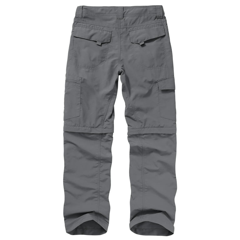 Mens Hiking Pants Convertible Zip Off Lightweight Quick Dry Fishing Safari  Camping Pants with Belt 