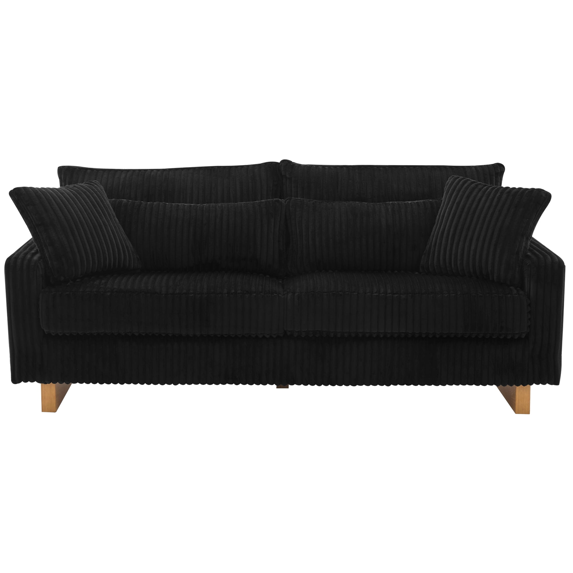 80.3" Corduroy Sofa Couch with Deep Seat,Modern Upholstered Loveseat Sofa with Four Pillows for Living Room Office,Black