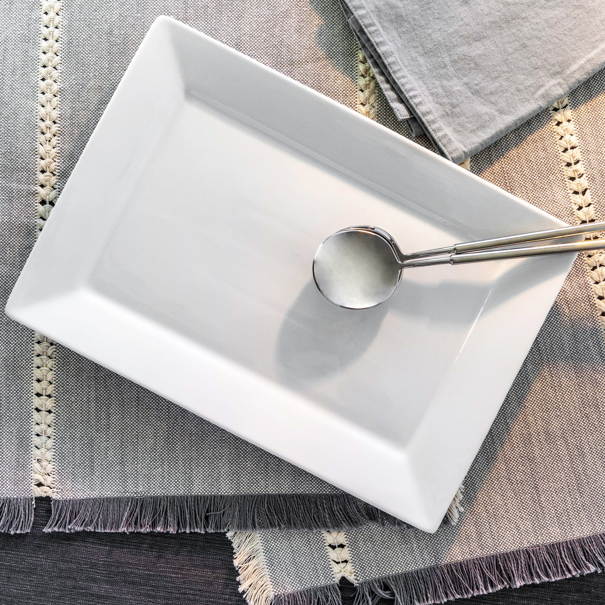 (3 pack) Better Homes & Gardens 10" x 14" White Porcelain Serving Platter