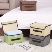 Topekada 4 Pack Fabric Storage Bins with Lid & Handles, 10.47 x 7.48 x 6.22 Large Foldable Storage Basket with Handles, Stackable for Clothes, Shelf, Office