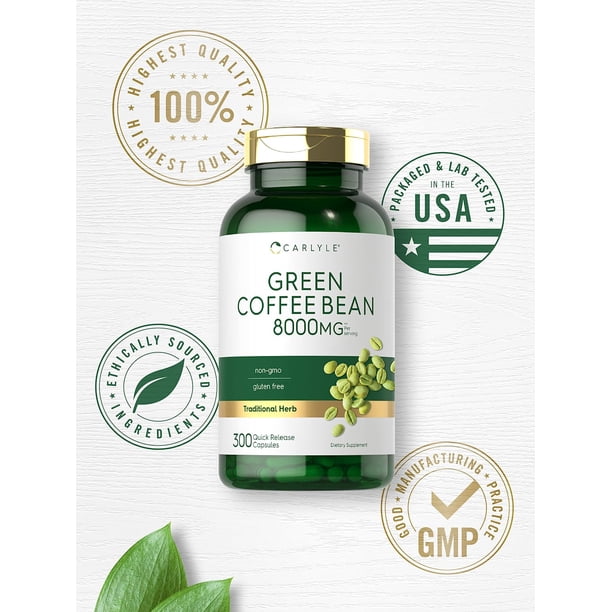 Carlyle Green Coffee Bean Extract, 8000 mg, Pure Supplements, 300