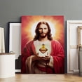 thumbnail image 5 of Sacred Heart Jesus Painting God Poster Wrapped Wooden Frame Wall Decor,,Canvas Wall Art for Living Room,Bedroom,Office,Ready to Hang, 5 of 6