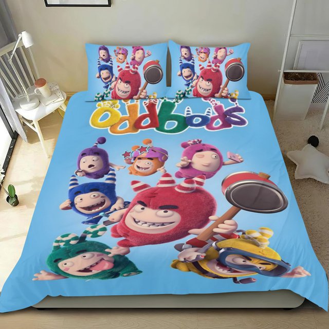Oddbods Conjunto de sábanas temático, trío de piezas, cómodo y amigable con la piel, diseño único, regalo de decoración para el hogar para familiares, amigos y fans,135cm *200cm