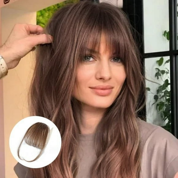 CAITS Bangs Hair Clip in Bangs Real Human Hair Wispy Bangs Fringe with Temples Hairpieces for Women Clip on Air Bangs Flat Neat Bangs Hair Extension for Daily Wear