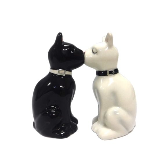 Pacific Giftware Cats Salt & Pepper Shaker Set, 4", Black & White