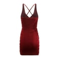 thumbnail image 4 of LNWUY Bodycon Halter Mini Dresses for Women Going Out Club Dress Backless V Neck Summer Short Dress Cocktail Party Dresses Red XS, 4 of 9