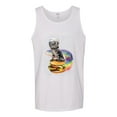 thumbnail image 2 of Funny Graphic Astronaut Cat in Space on Cheeseburger | Mens Cat Lover Graphic Tank Top, White, 2XL, 2 of 3