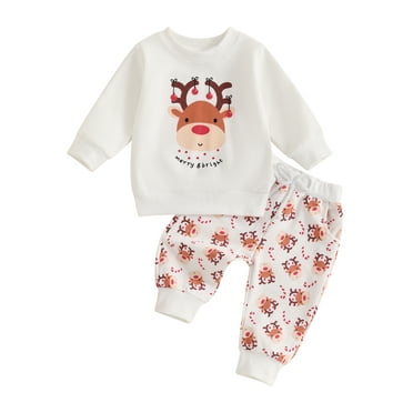 MIPREWUY Toddler Boys Christmas Outfits Deer Print Long Sleeve Sweatshirts and Long Pants 2Pcs Clothes Set