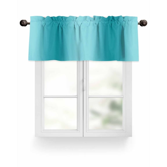 Turquoise Gradient Valances for Windows Abstract Texture Modern Simple Valance Rod Pocket Light Filtering Short Window Treatments Curtains for Kitchen Bathroom Living Room Bedroom, 60 x 18 Inch