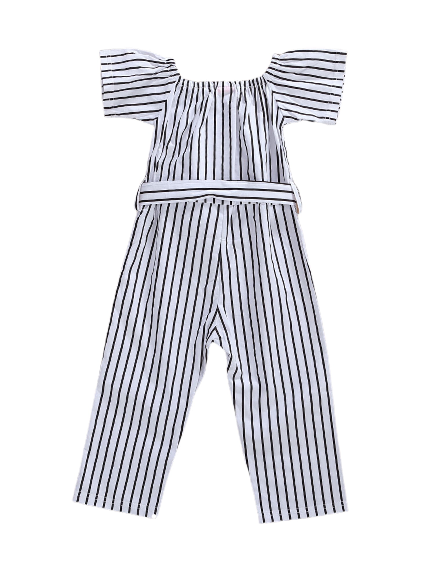 Short Sleeve Jumpsuit, Vertical Stripes 