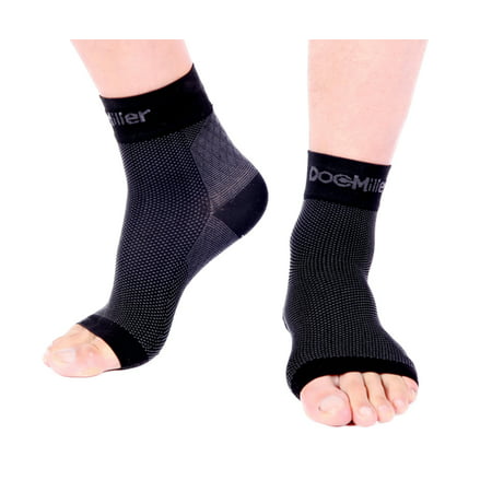 Doc Miller Plantar Fasciitis Socks Medical Grade Ankle Compression Foot Sleeves 1 Pair - Ankle Arch & Heel Support for Heel Spurs, Tendinitis, Joint Pain Eases Swelling (Best Shoes For Swollen Ankles And Feet)