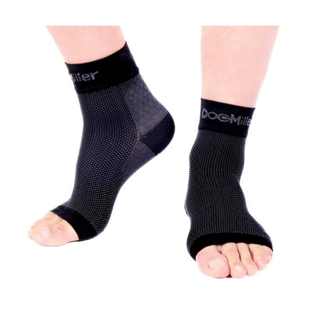 Doc Miller Plantar Fasciitis Socks Medical Grade Ankle Compression Foot Sleeves 1 Pair - Ankle Arch & Heel Support for Heel Spurs, Tendinitis, Joint Pain Eases Swelling (Best Heel Cups For Heel Spurs)