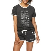 U.S. Polo Assn. Women's 2pc Short Sleeve Scoop-Neck Top and Shorts Lounge Pajama Sleep Set