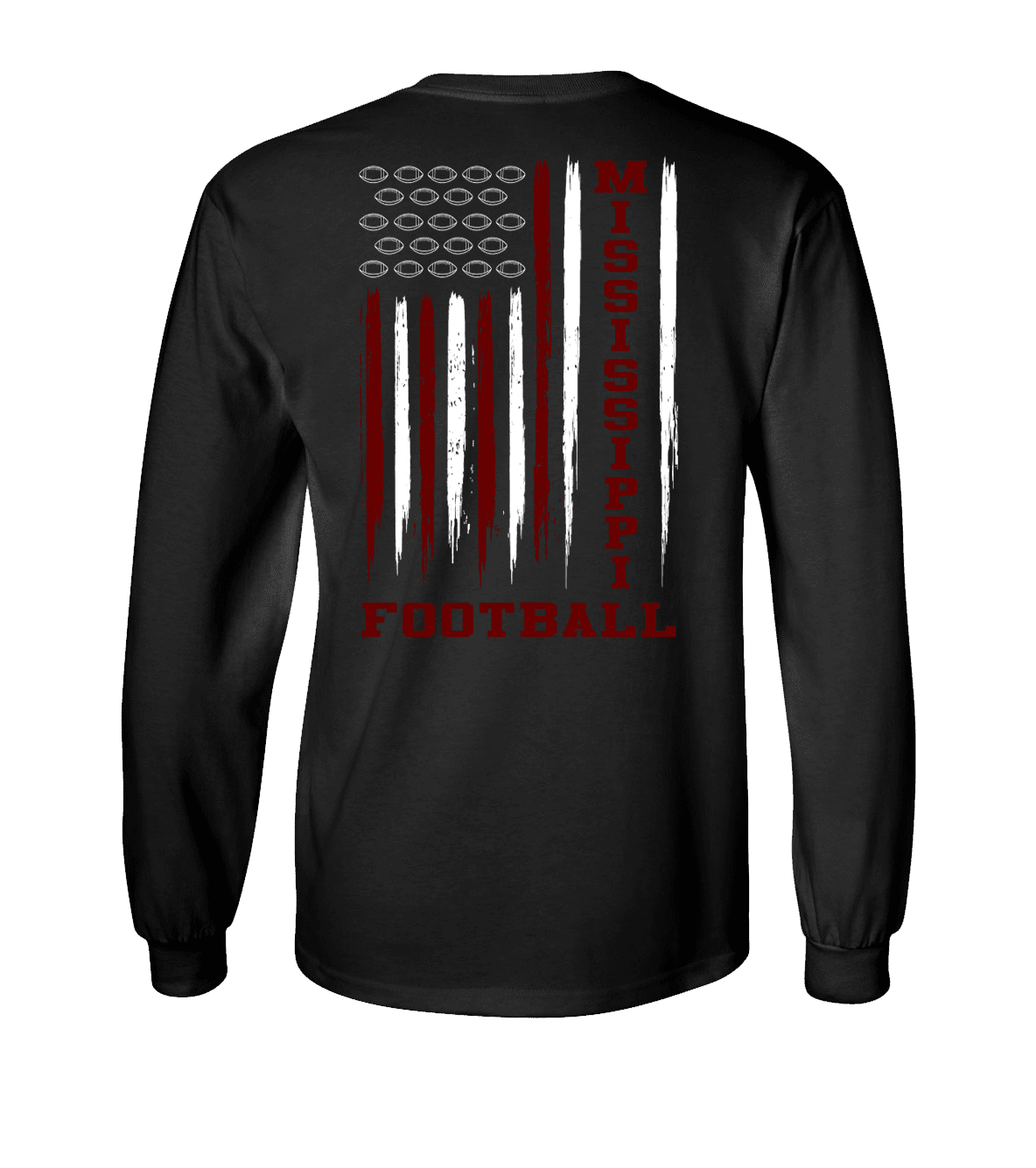 Mississippi Team Colors Football American Flag Unisex Long Sleeve T-shirt - Bild 1 von 7