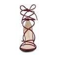 thumbnail image 6 of BLISSFUL STEP Women's Shoes Open Toe Lace Up Block Heel Strappy Heels Burgundy 7, 6 of 8