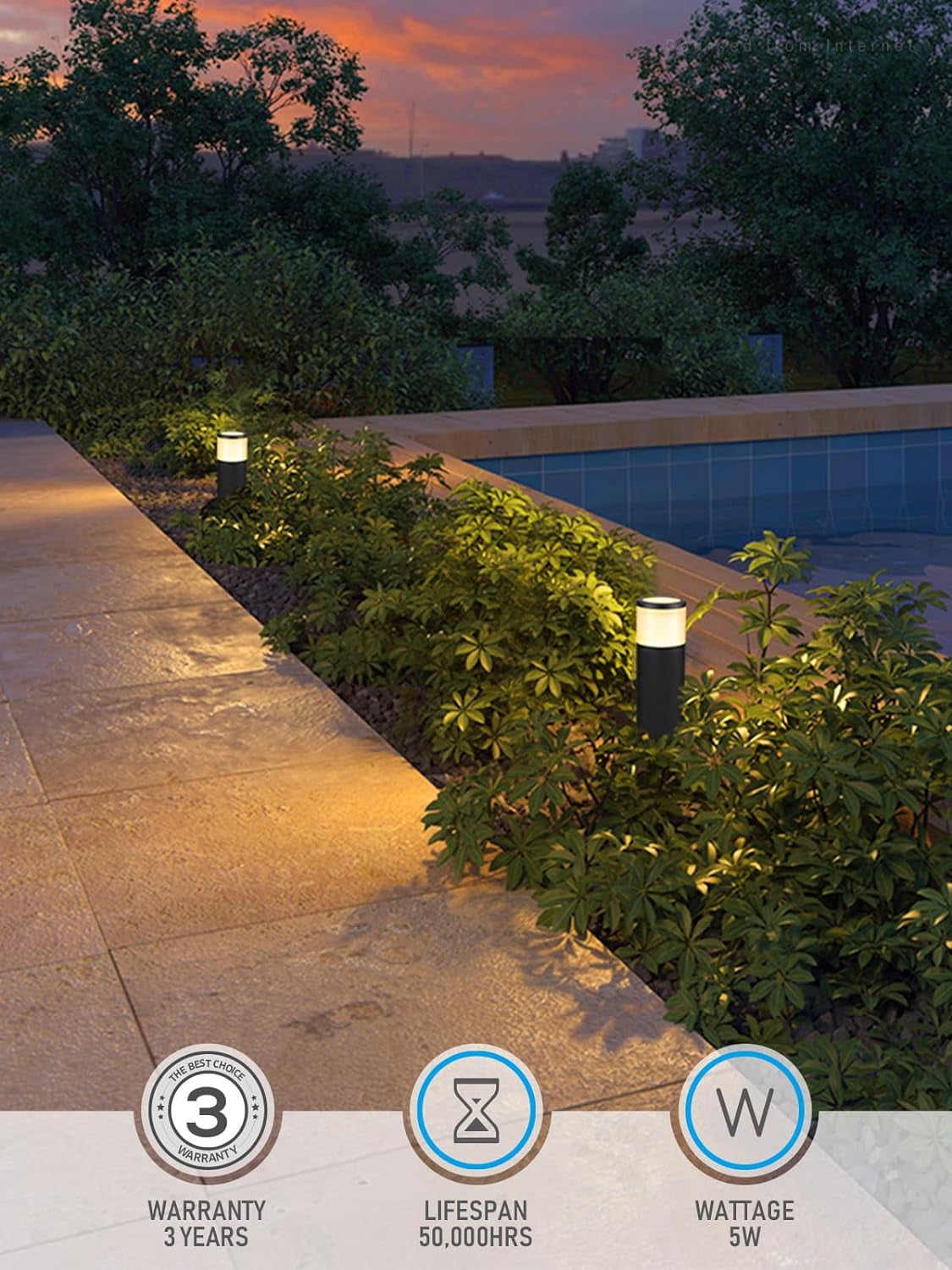 4 Pack LED Path Bollard Lights, 12-24V AC/DC Low Voltage Garden Lights, Outdoor Decor Landscape Lights, 3000K Warm White