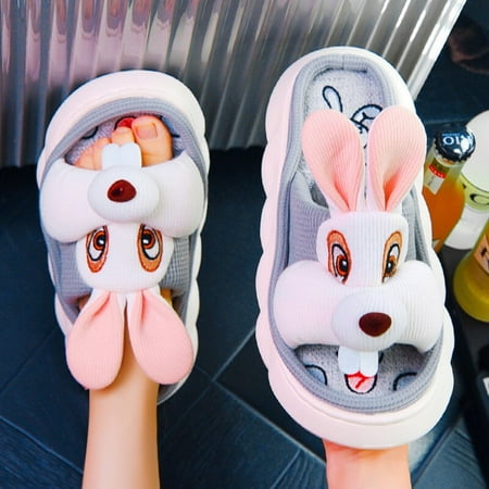 

Linen Slippers Women Home Shoes 2022 New Design Shark Slide Platform Sole Slides Cartoon Animal Couples Men Women House Shoes