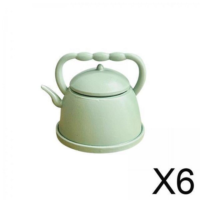 6x Tetera En Miniatura 1/12 Vajilla Accesorios De Cocina Modelo De Tetera De Simulación Verde