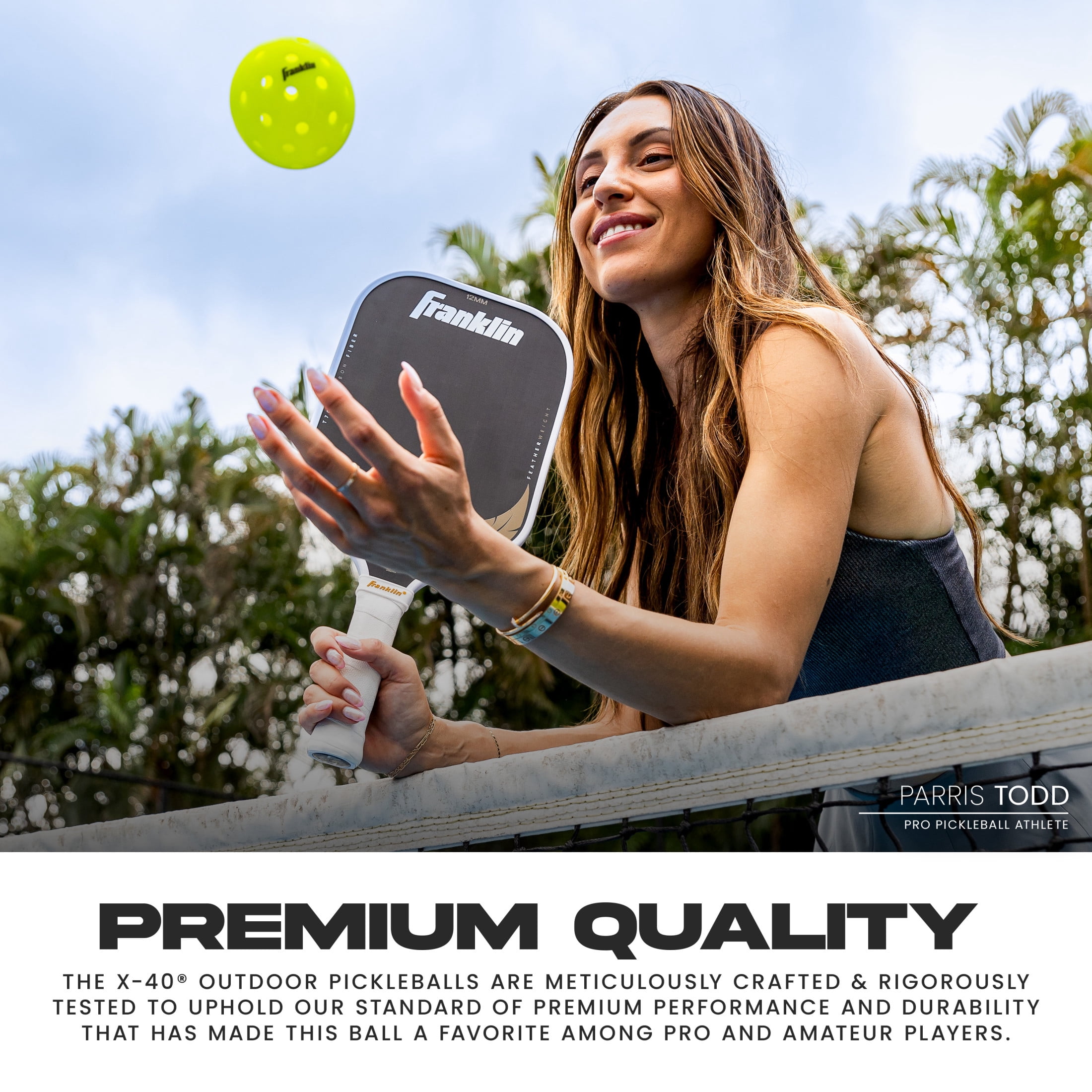 (3 pack) Franklin Sports X-40 Outdoor Pickleballs - Official Size - Optic - 3 Pack