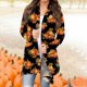 thumbnail image 2 of Cárdigan de calabaza de Halloween para mujer, manga larga, frente abierto, suéter liviano de otoño para fiestas navideñas, 2 of 5