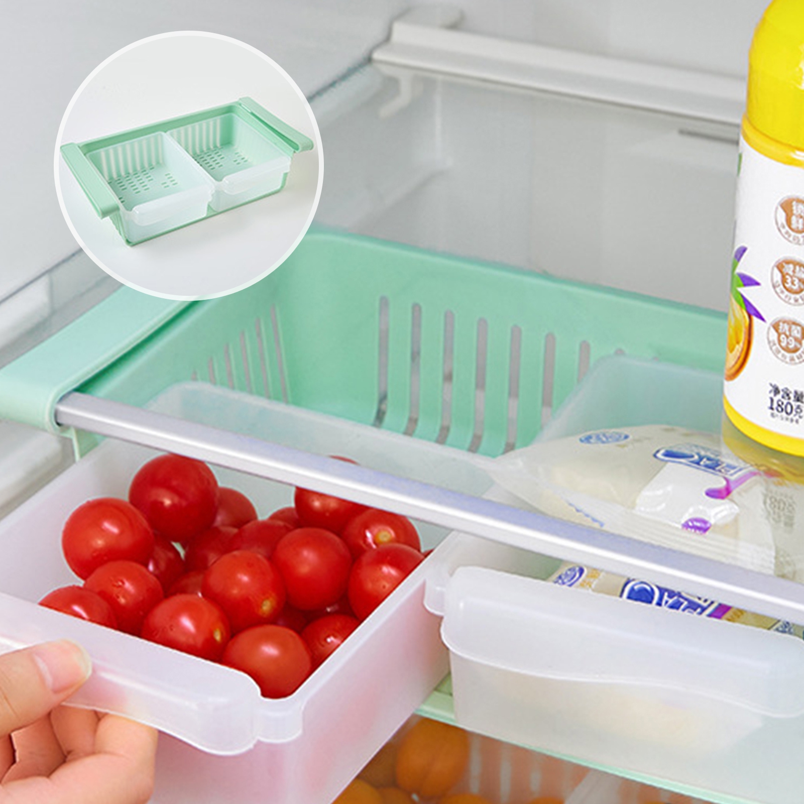 Bobasndm Retractable Drawer Type Refrigerator Storage Box Food Fresh