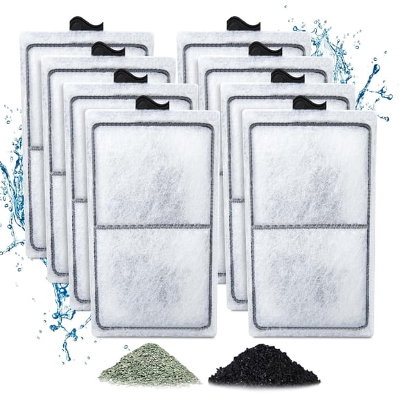 Tawatiler 8 Pack PF-S Filter Cartridges for Top Fin Silenstream PF10 Power Filters, Remplacement Aquarium Carbon Cartridge with Zeolite