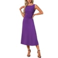 thumbnail image 2 of INSPIRE CHIC Women's Dressy Formal Dress Sleeveless Ruched High Waist A-Line Work Dresses L Dark Purple, 2 of 5