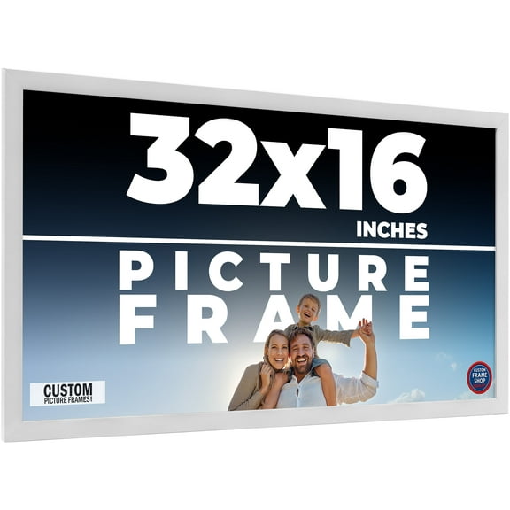 32x16 Frame White Real Wood Picture Frame Width 0.75 inches | Interior Frame Depth 0.5 inches |