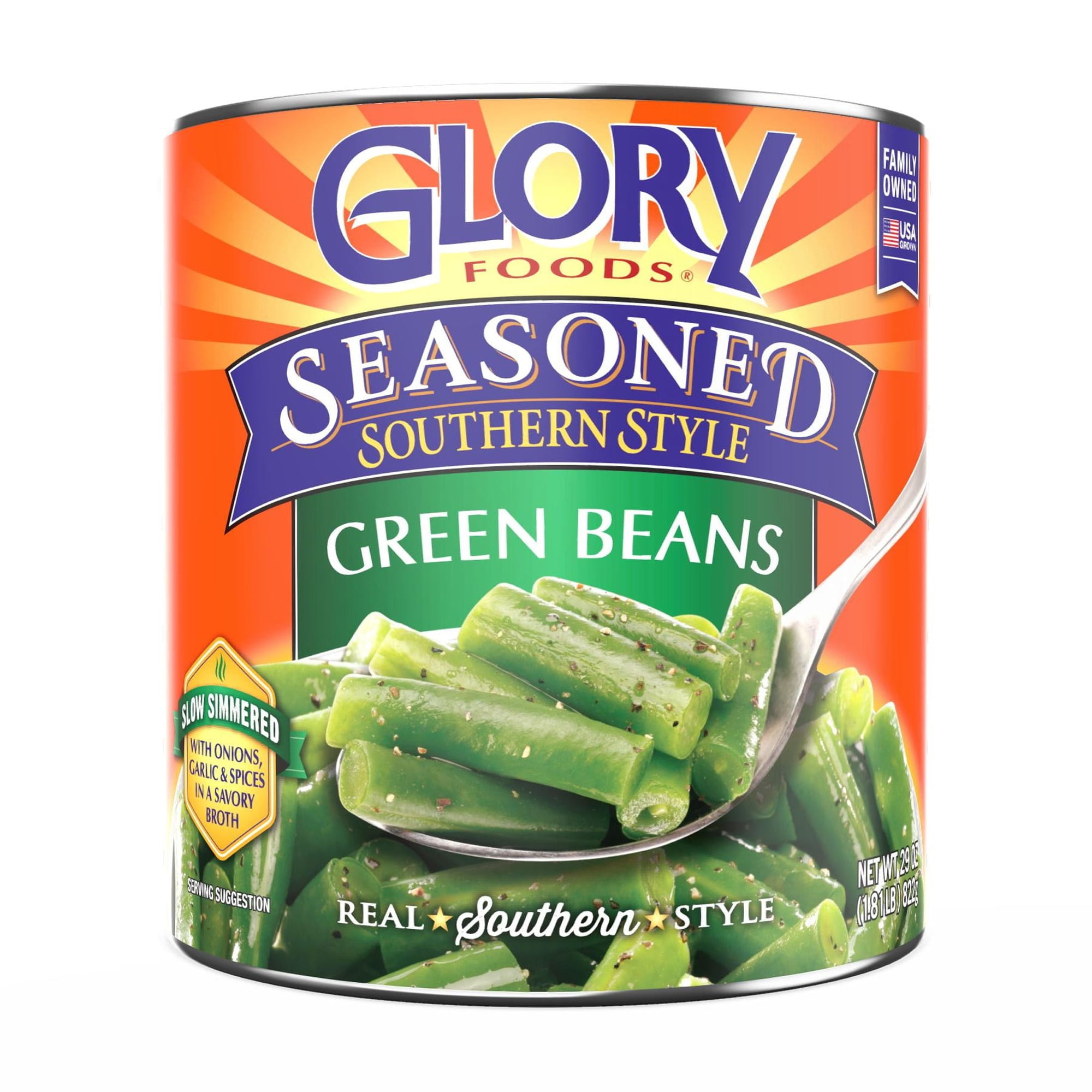 Glory Foods Seasoned Southern Style Green Beans, 29 oz., Can
