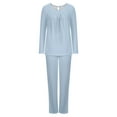 thumbnail image 6 of CLOISE Women Loungewear Sets Two Piece Plus Size Comfy Long Sleeve Sleepwear Shirts and Comfort Lounge Pants with Pockets Night Clothes Set Comfortable Pleated Solid Fall Nightwear, 6 of 6
