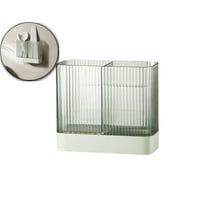 VQPeo Wall-Mounted Kitchen Cutlery Rack with 2 Compartments – Plastic Utensil Holder for Spoons, Knives, Chopsticks & Cooking Tools – Non-Slip Dish Drainer & Sink Organizer