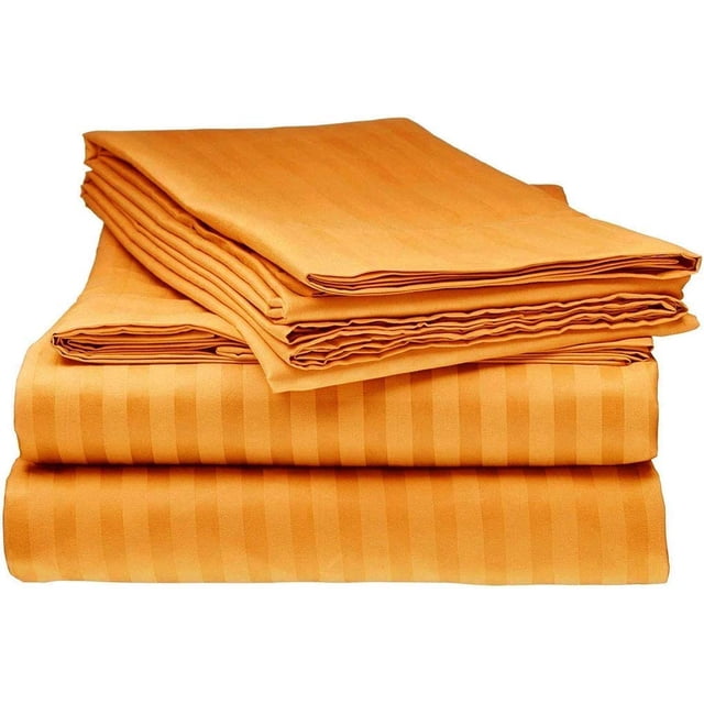 400 Thread Count 100% Egyptian Cotton Sleeper Sofa Bed Sheet Set Stripe with 4 -PCS Fitted Straps